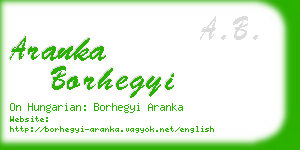 aranka borhegyi business card